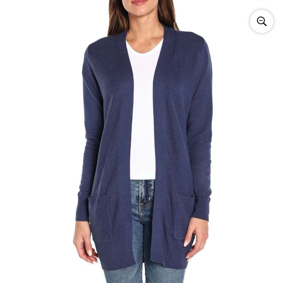 Gap Women's Navy Blue Open Front Ribbed Knit Duster Cardigan Sz M